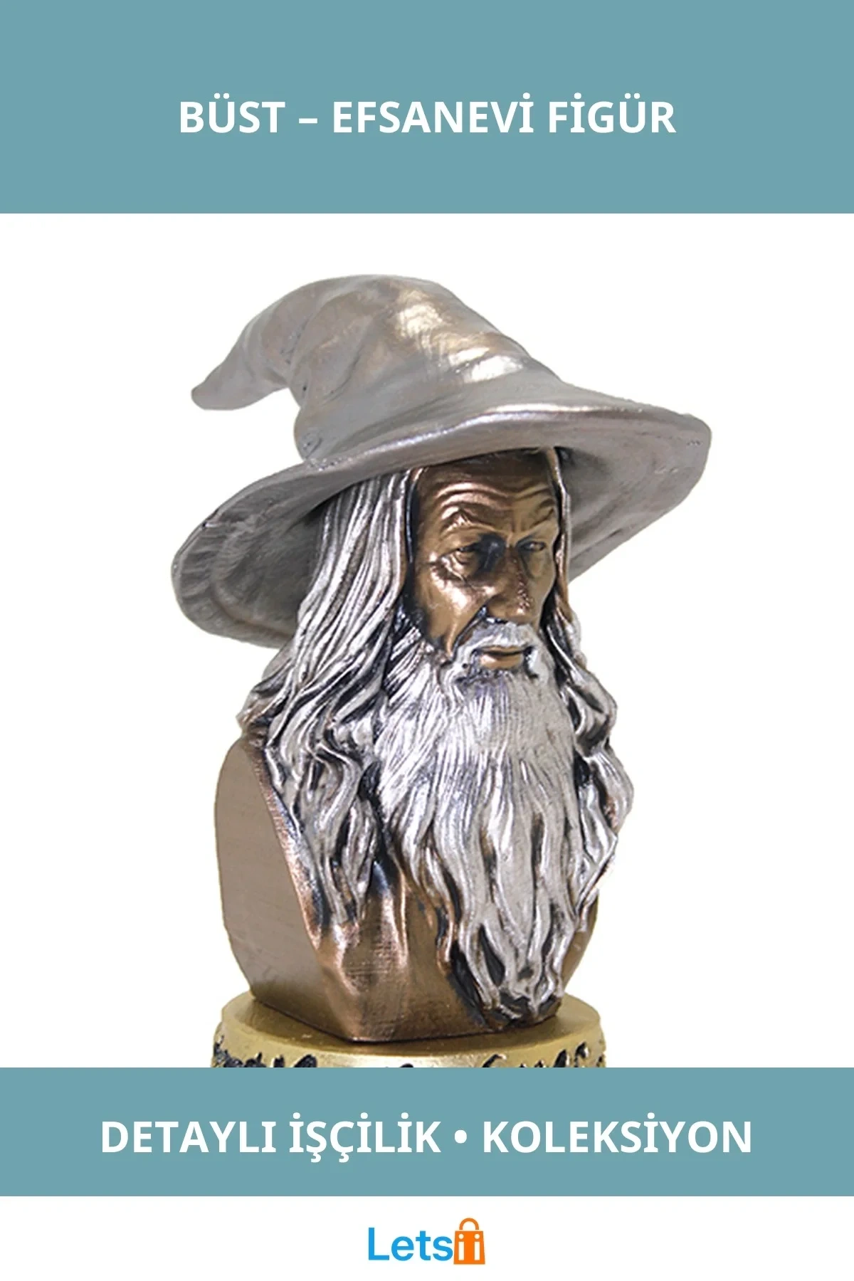 Yüzüklerin Efendisi Şapkalı Gandalf Büst Dekoratif Figür