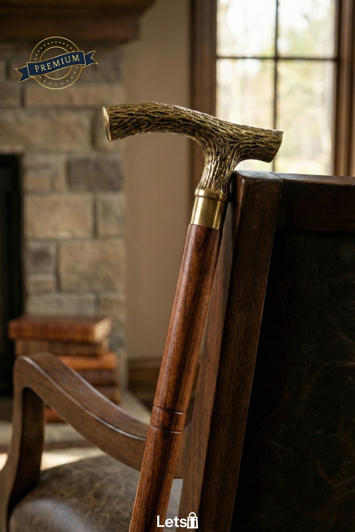 Zarif Ahşap Saplı Dayanıklı Pirinç Malzeme Özel Tasarım Baston