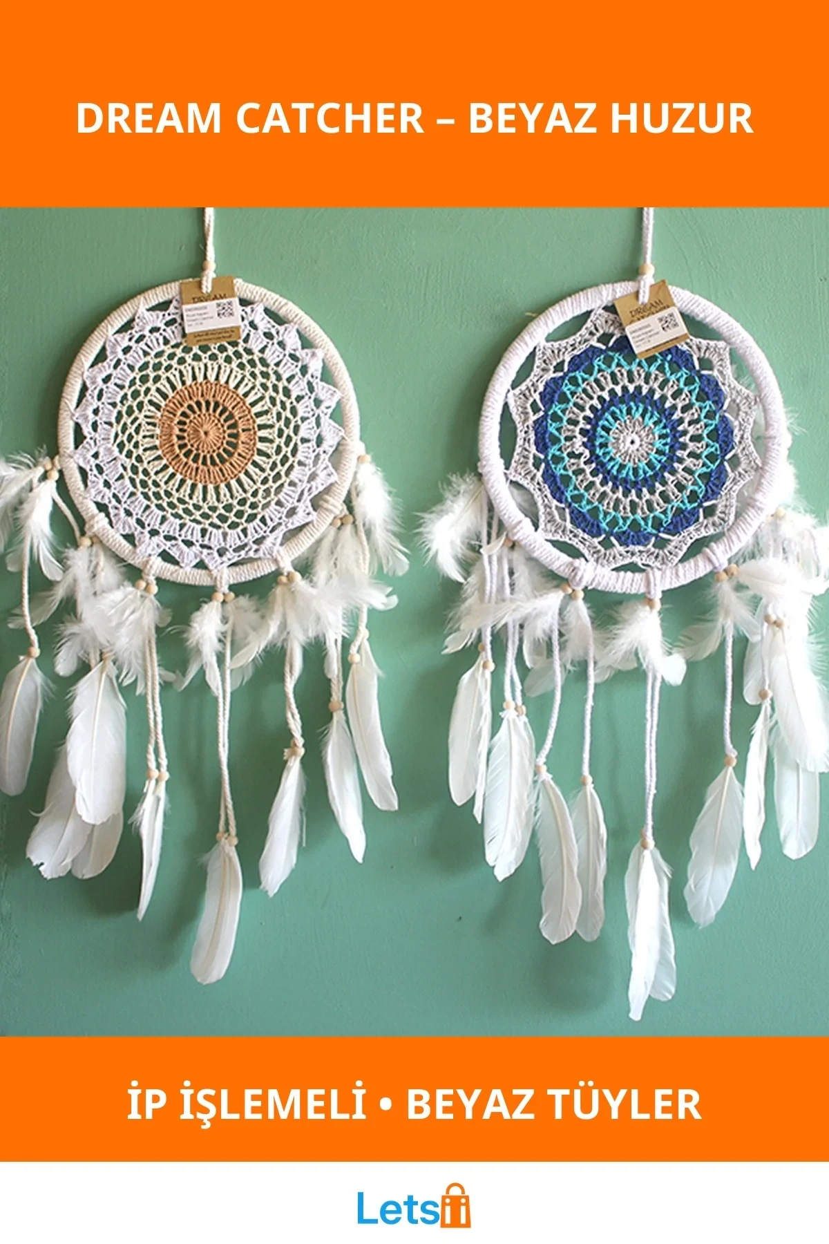 Zarif Beyaz Tüy Rüya Kapanı Dream Catcher