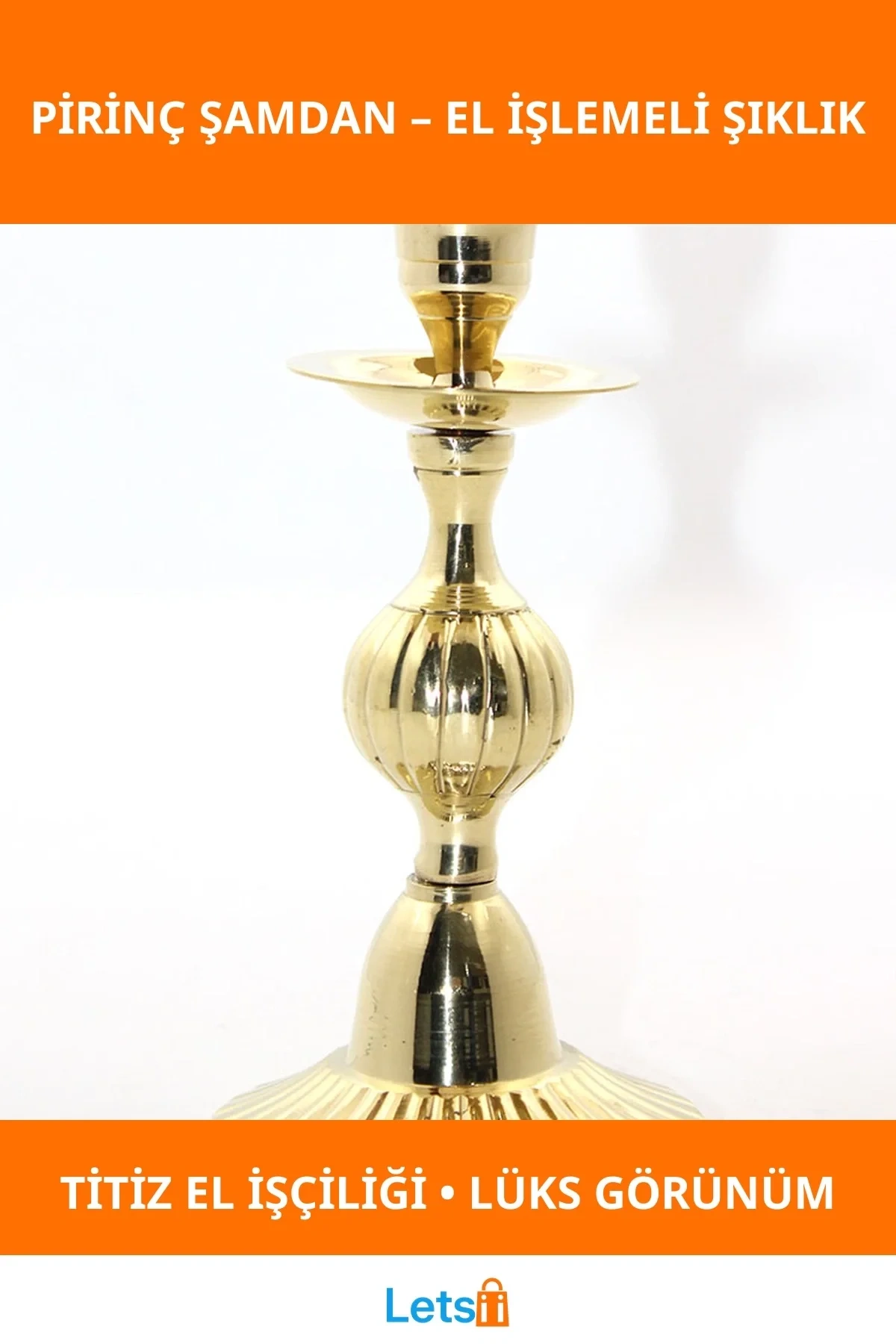 Zarif El İşçiliğiyle Pirinç Tekli Şamdan Model 3
