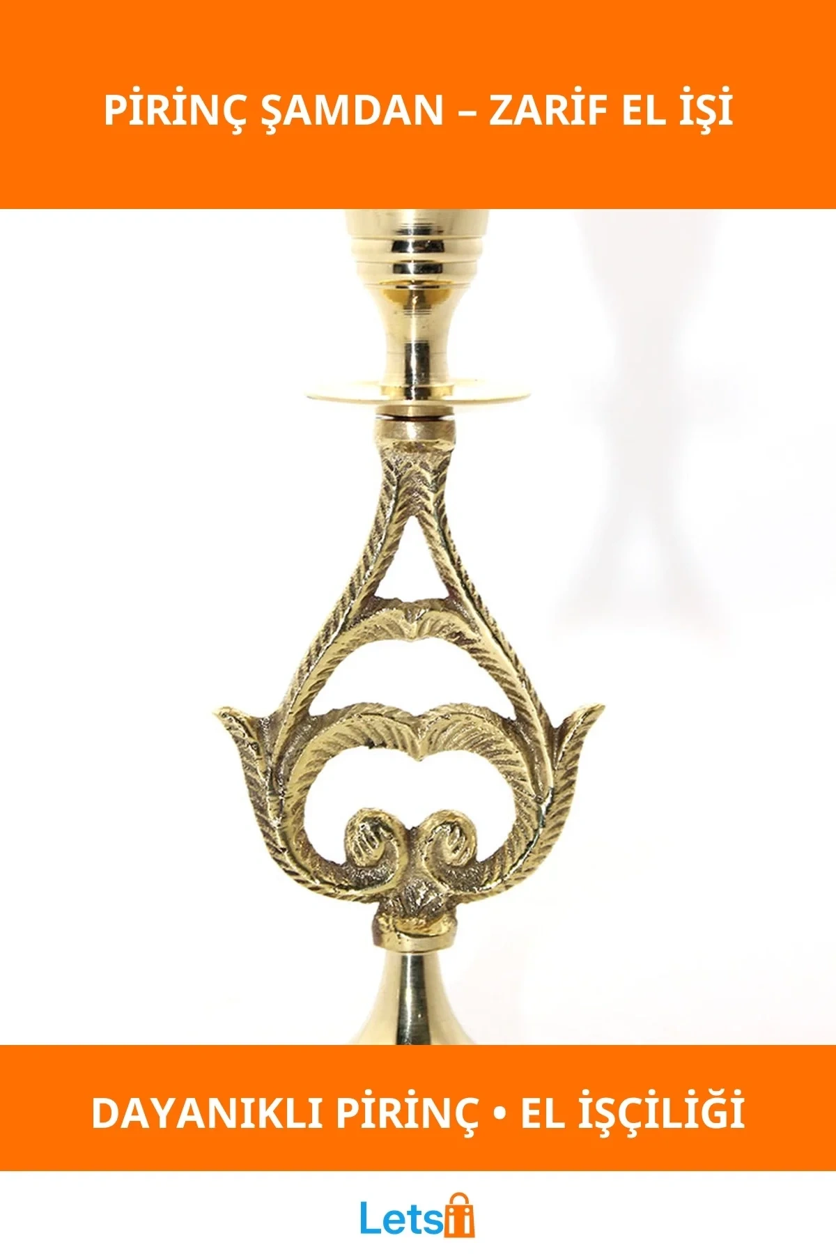 Zarif El Yapımı Pirinç Tekli Şamdan