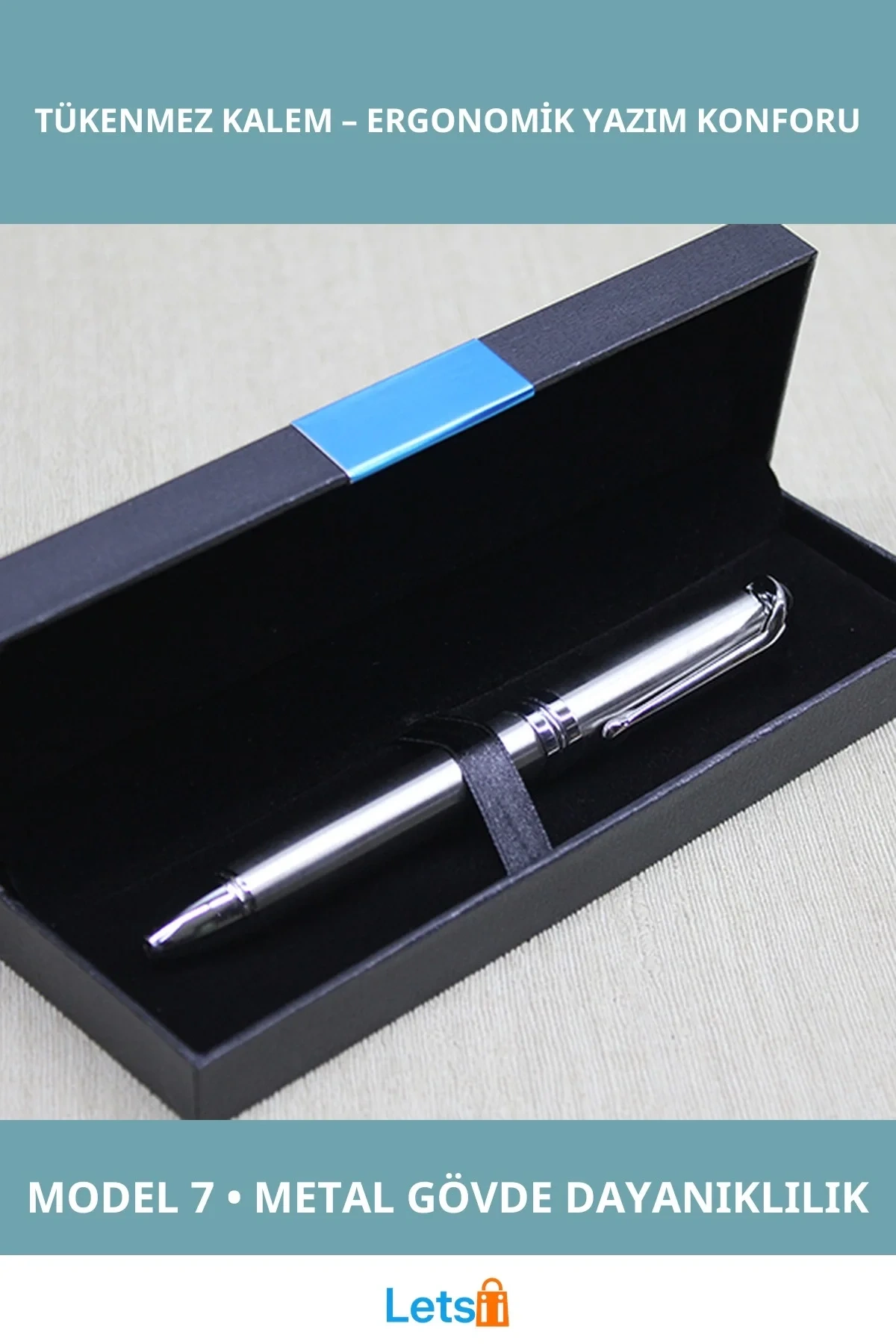 Zarif Metal Gövde Tekli Tükenmez Kalem Hediye Kutulu