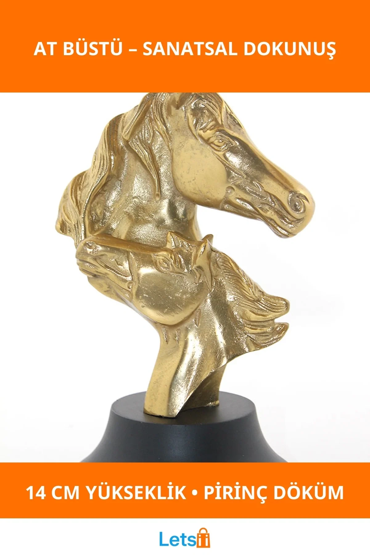 Zarif Pirinç At Büstü 14 cm Dekoratif Figür