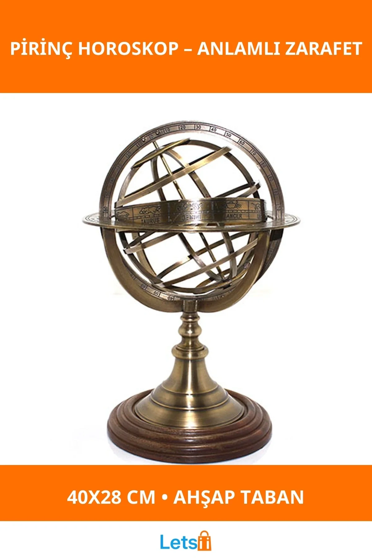 Zarif Pirinç Horoskop 40x28 cm Dekoratif Figür
