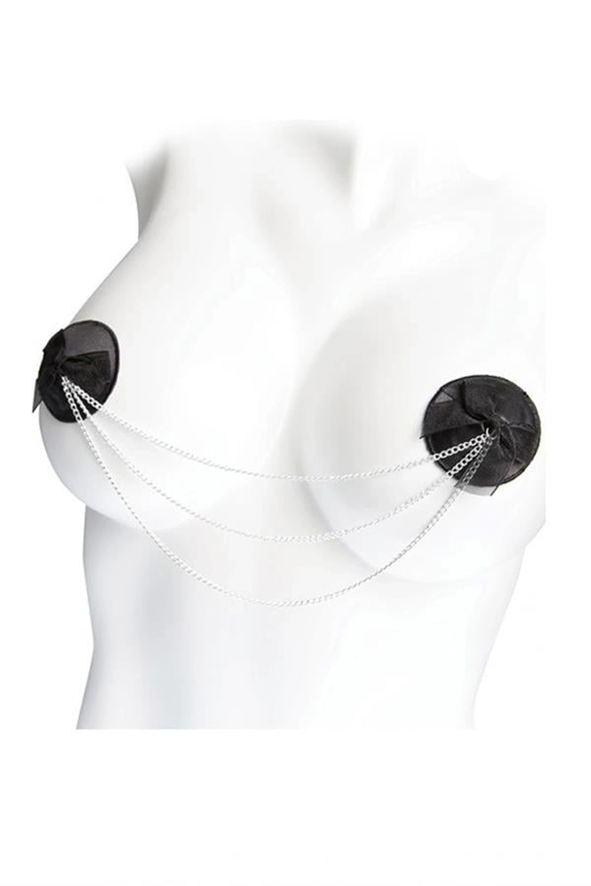 Zincir Detaylı Fantezi Göğüs Ucu Kapatıcı Siyah Renk