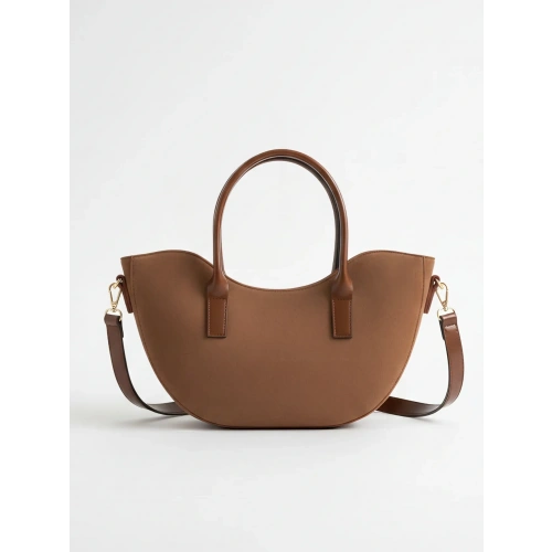 Leila Süet Taba Fermuarlı El ve Omuz Çantası