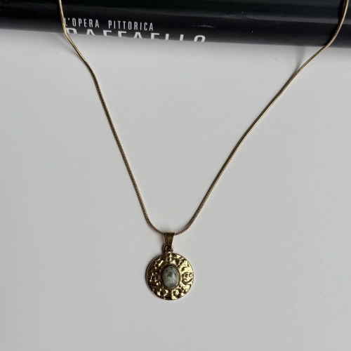 Vintage Madalyon Çelik Kolye