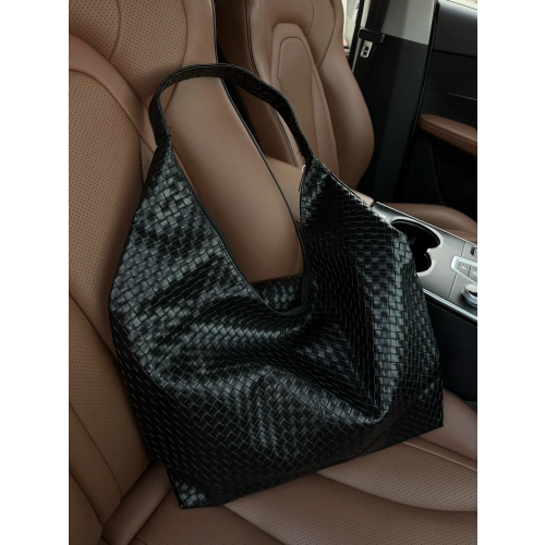 Coze Örgü Dokulu Siyah Omuz Çantası