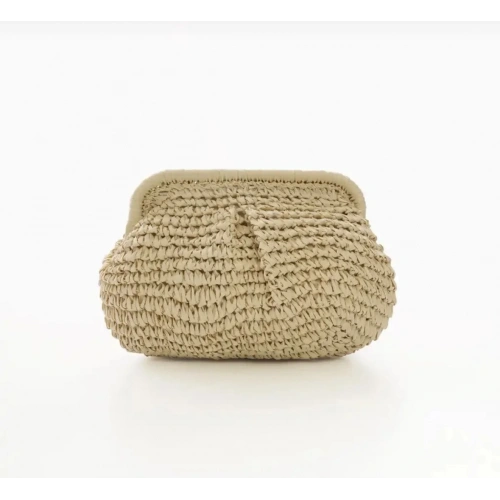 Mng Model Ekru Rattan Clutch Çanta