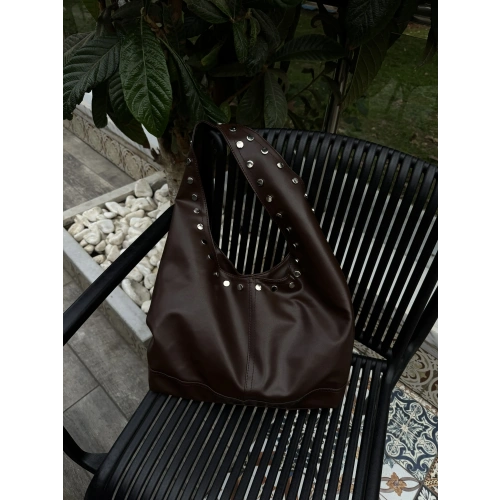 Venüs Acı Kahve Zımba Detaylı Omuz Çantası