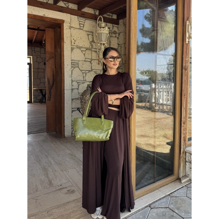 3’lü Kimono Takım Kahverengi