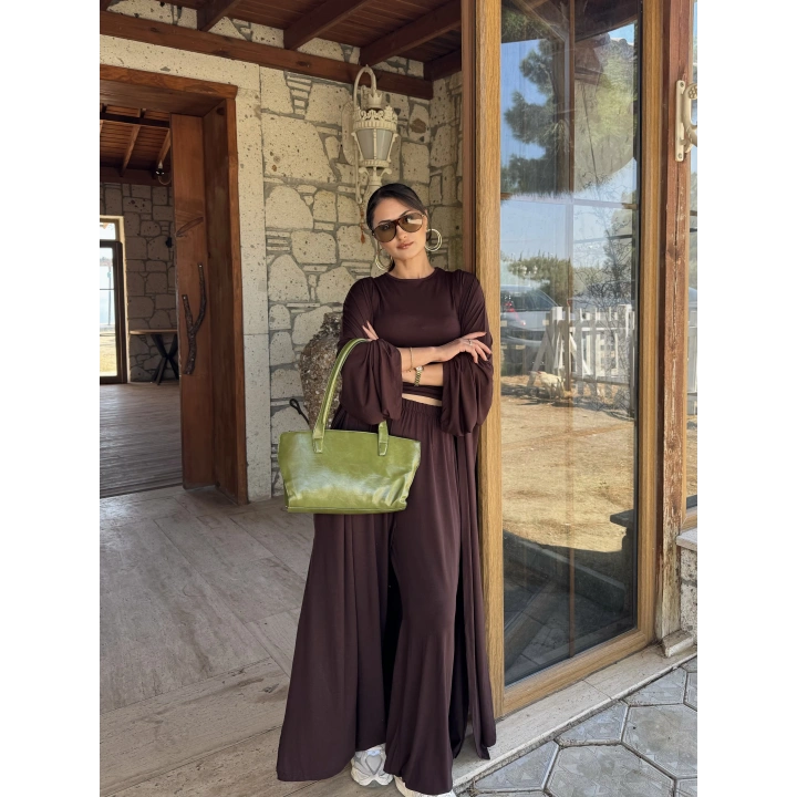 3’lü Kimono Takım Kahverengi