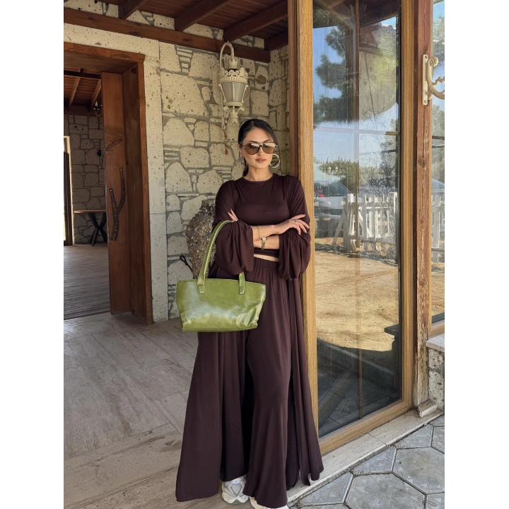 3’lü Kimono Takım Kahverengi