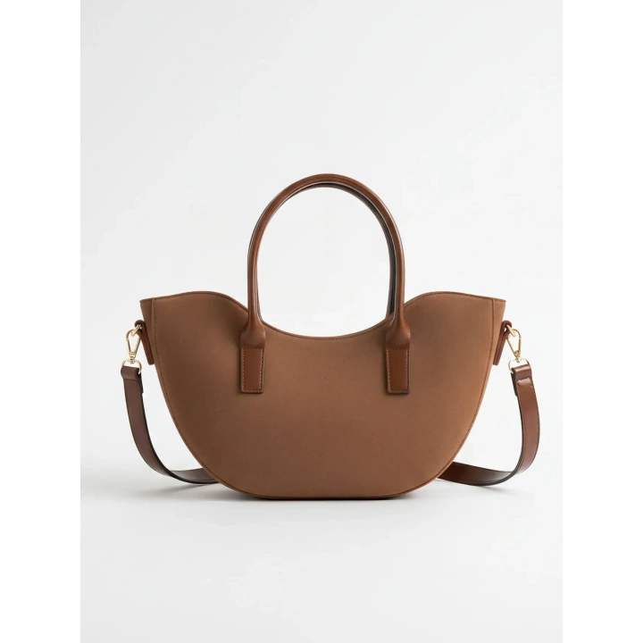 Leila Süet Taba Fermuarlı El ve Omuz Çantası