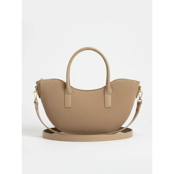 Leila Süet Vizon Fermuarlı El ve Omuz Çantası