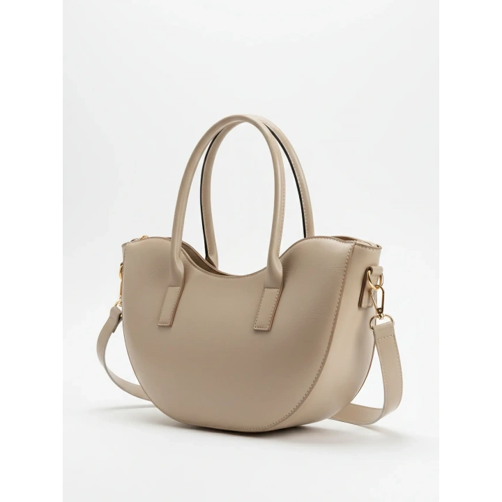 Leila Deri Vizon Fermuarlı El ve Omuz Çantası