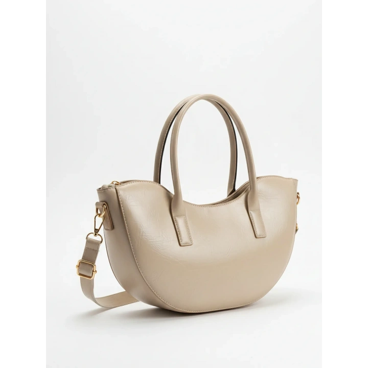 Leila Deri Vizon Fermuarlı El ve Omuz Çantası