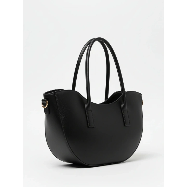 Leila Deri Siyah Fermuarlı El ve Omuz Çantası