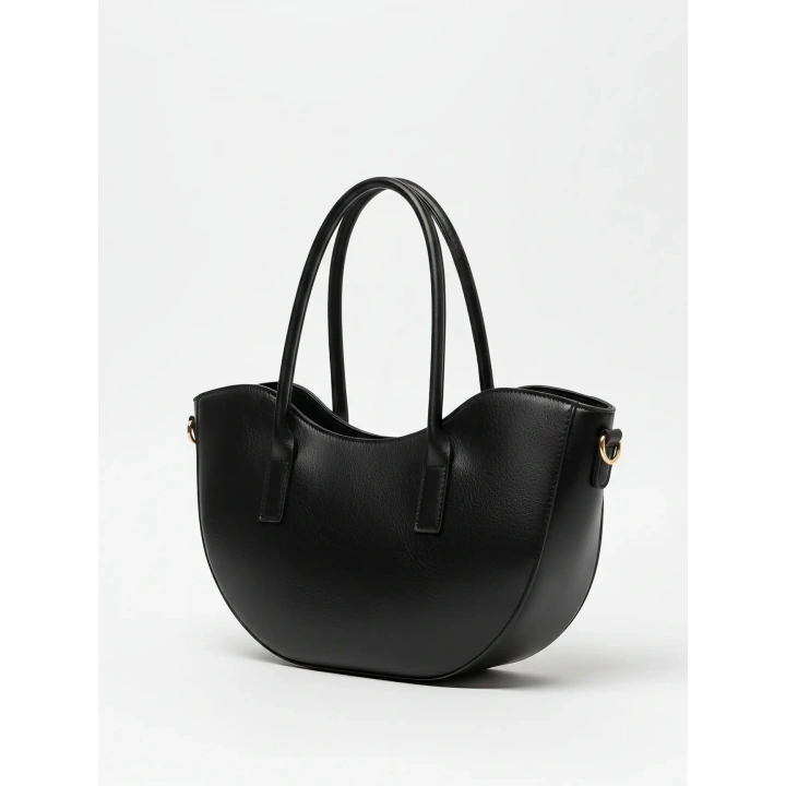 Leila Deri Siyah Fermuarlı El ve Omuz Çantası