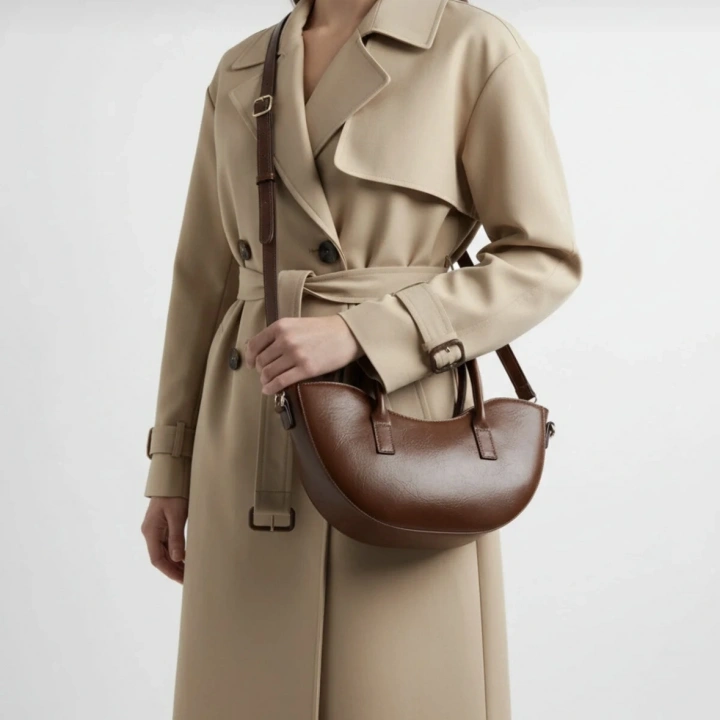 Leila Deri Taba Fermuarlı El ve Omuz Çantası