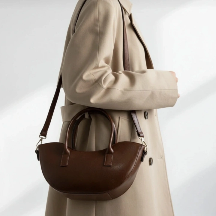 Leila Deri Taba Fermuarlı El ve Omuz Çantası