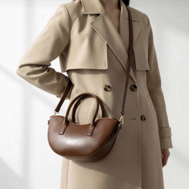 Leila Deri Taba Fermuarlı El ve Omuz Çantası