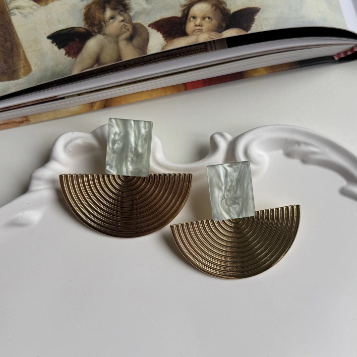 Yelpaze Plaka Küpe (su yeşili)