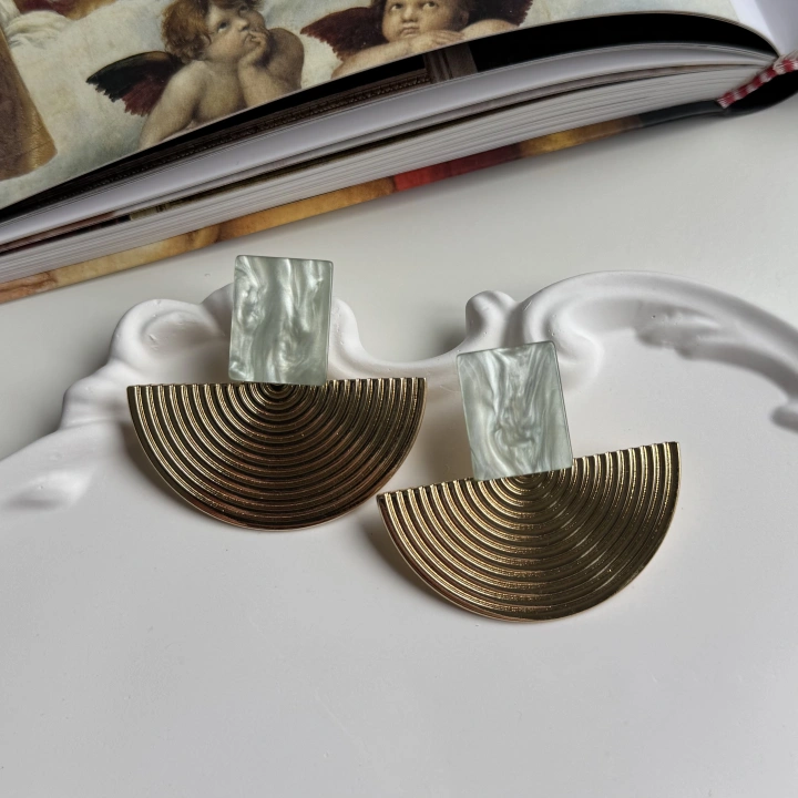 Yelpaze Plaka Küpe (su yeşili)