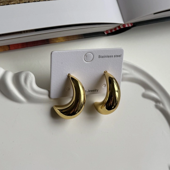 Çelik Yarım Halka Gold Küpe