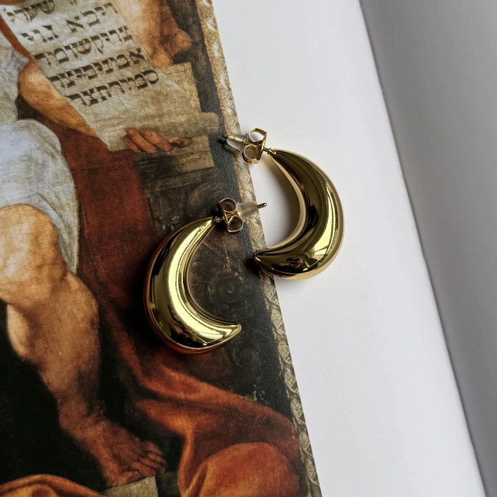 Çelik Yarım Halka Gold Küpe