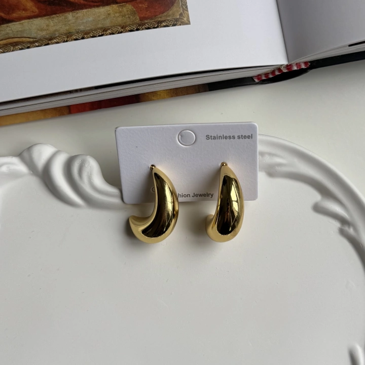 Çelik Yarım Halka Gold Küpe