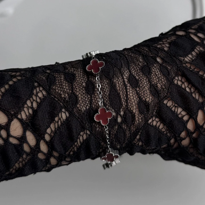 Cleef Yonca Bordo Taşlı Bileklik