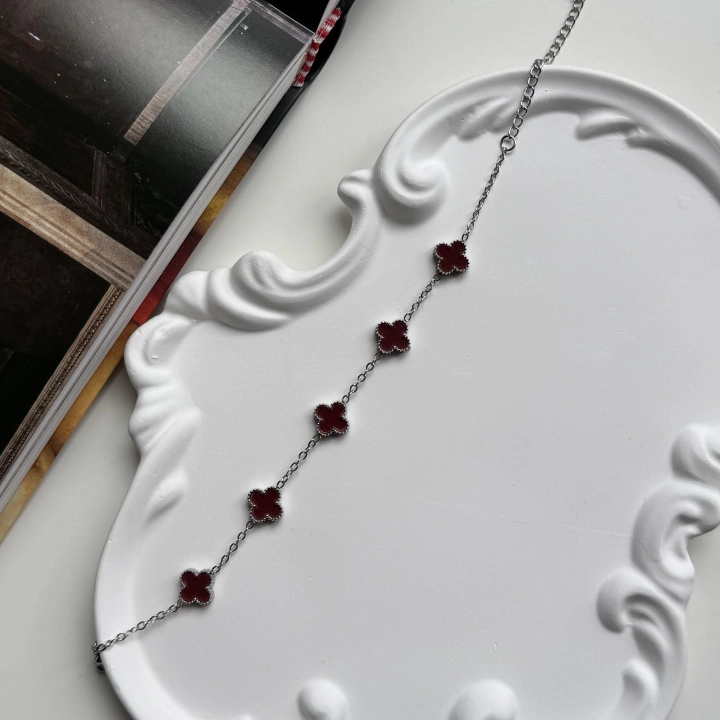 Cleef Yonca Bordo Taşlı Bileklik