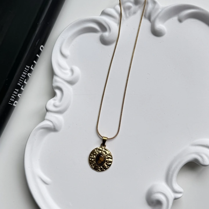 Vintage Madalyon Çelik Kolye