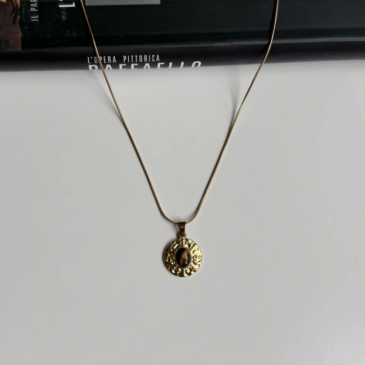 Vintage Madalyon Çelik Kolye