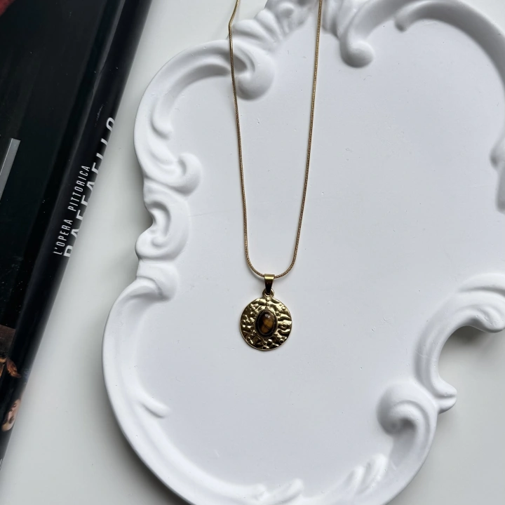 Vintage Madalyon Çelik Kolye