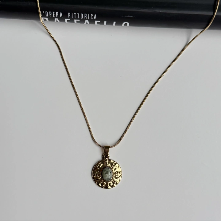 Vintage Madalyon Çelik Kolye
