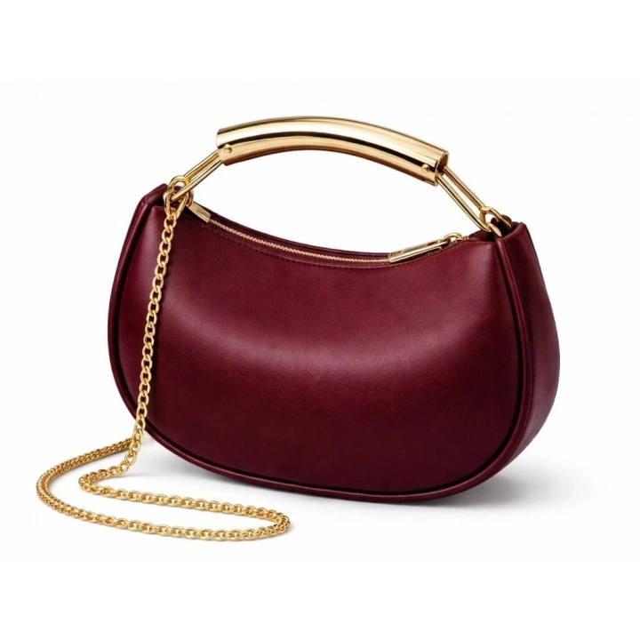 Gala Metal Saplı Bordo El, Omuz ve Çapraz Çanta