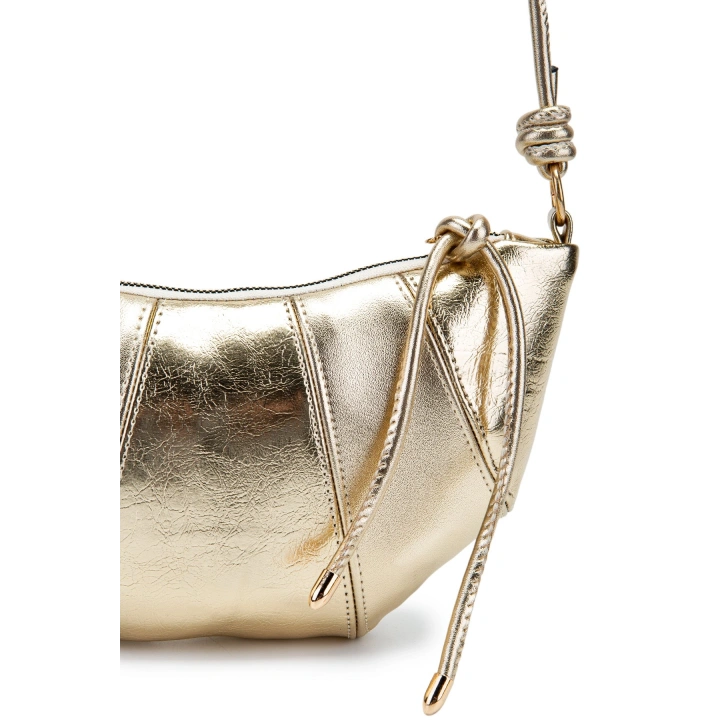 Kruvasan Gold Suni Deri Omuz ve Çapraz Çanta