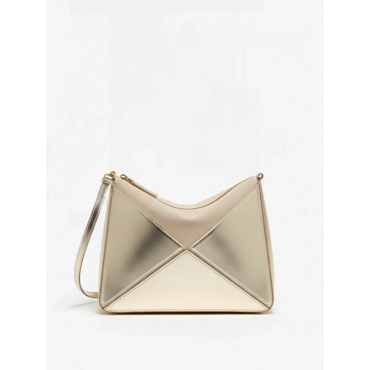 Glow Gold Rugan Üçgen Detaylı El Omuz ve Çapraz Çanta