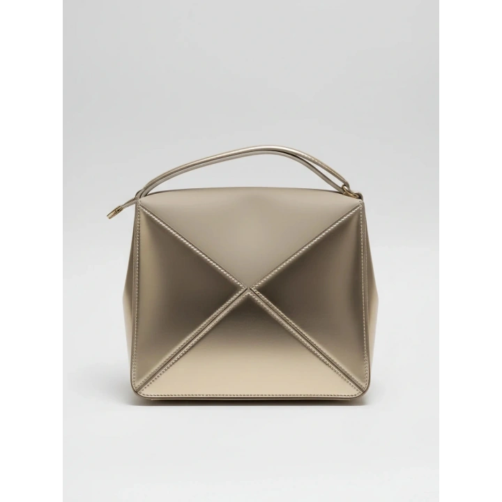 Glow Gold Rugan Üçgen Detaylı El Omuz ve Çapraz Çanta