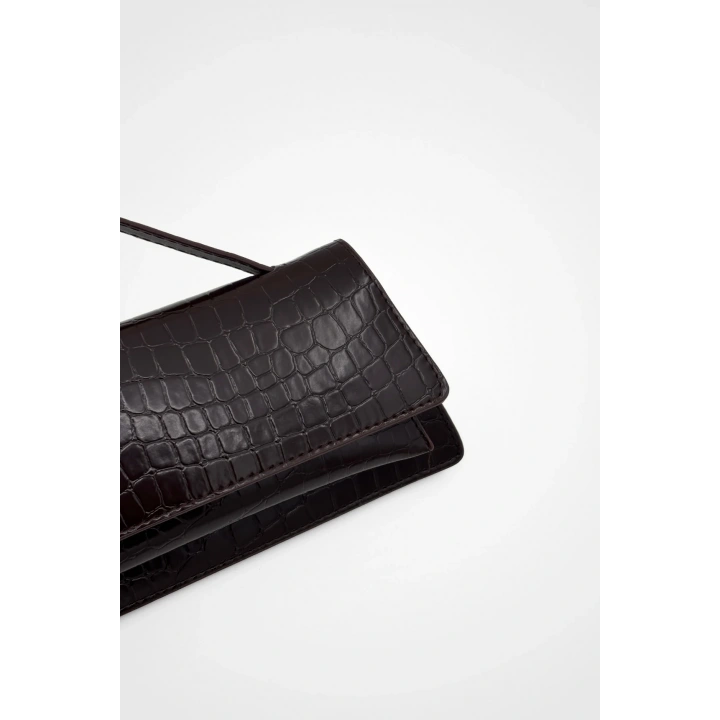 Alba Acı Kahve Krokodil Omuz, Çapraz ve El Çantası