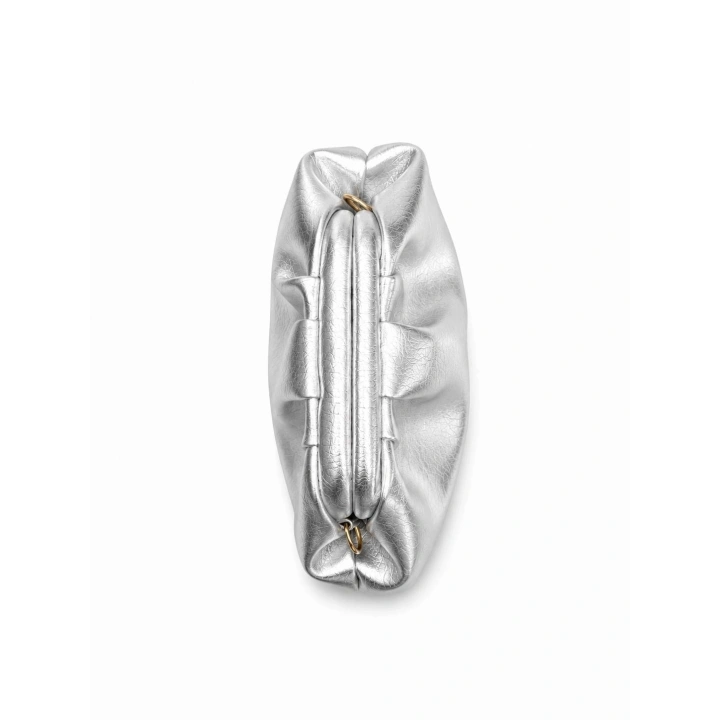 Aura Mini Gümüş Clutch Omuz ve Çapraz Çanta