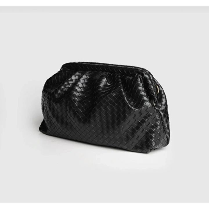 Aura Siyah Örgü Dokulu Clutch Omuz ve Çapraz Çanta