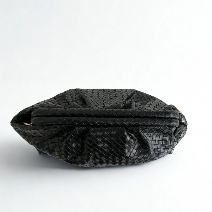 Aura Siyah Örgü Dokulu Clutch Omuz ve Çapraz Çanta