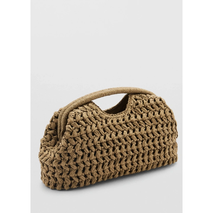 Camel Hasır Mng Clutch Çanta