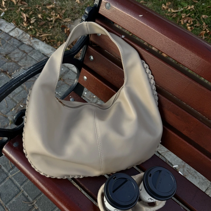 Costa Örgü Detaylı Ekru Omuz ve El Çantası