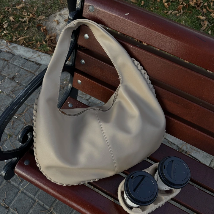 Costa Örgü Detaylı Ekru Omuz ve El Çantası