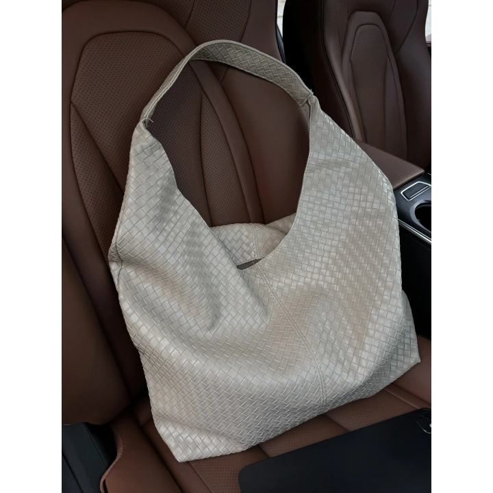 Coze Örgü Dokulu Ekru Omuz Çantası