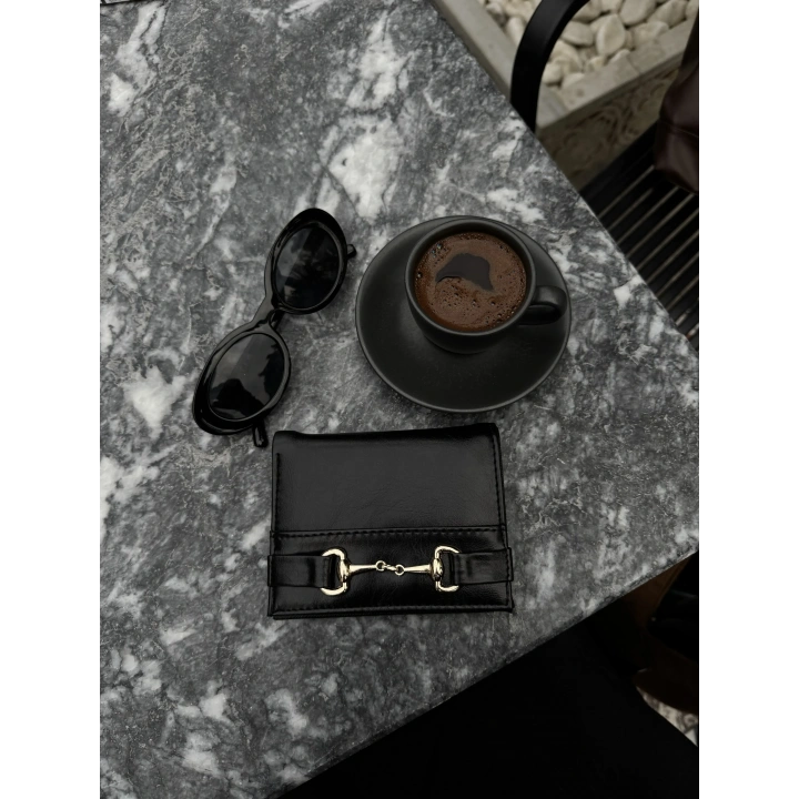 Ges Siyah Tokalı Deri Cüzdan